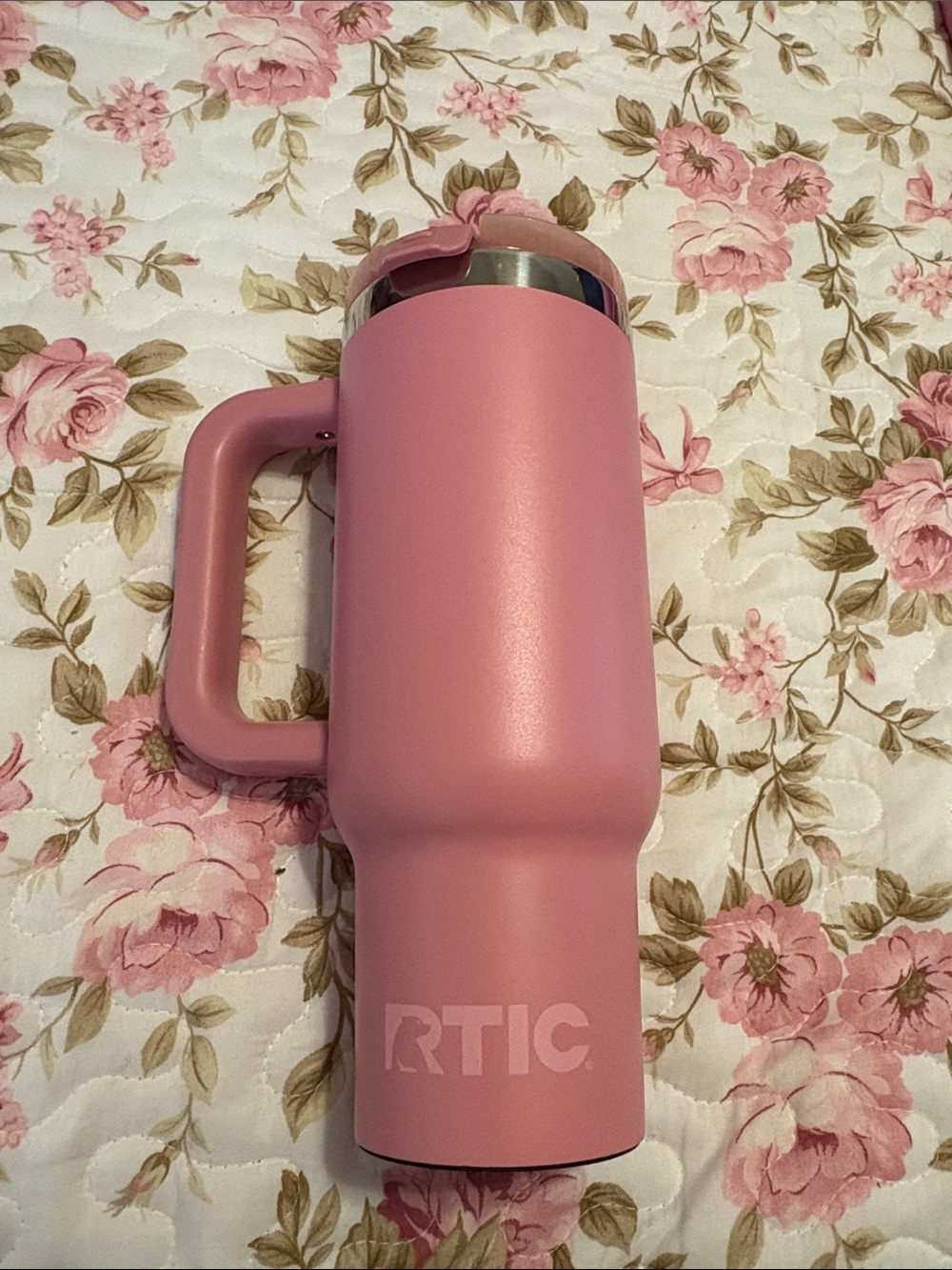RTIC Pink Insulated Travel Mug with Handle- Cermic lined.